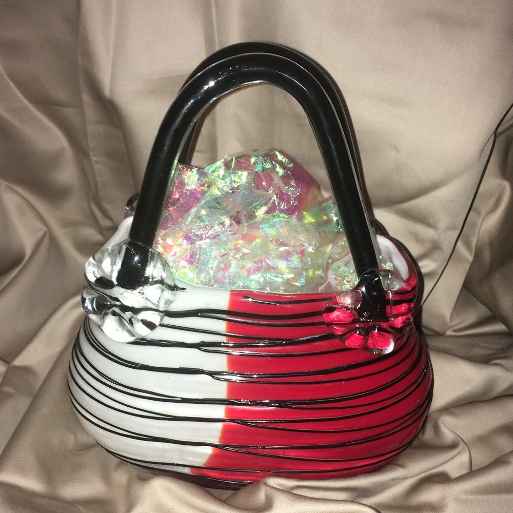 Murano Style Blown Glass Purse Decor